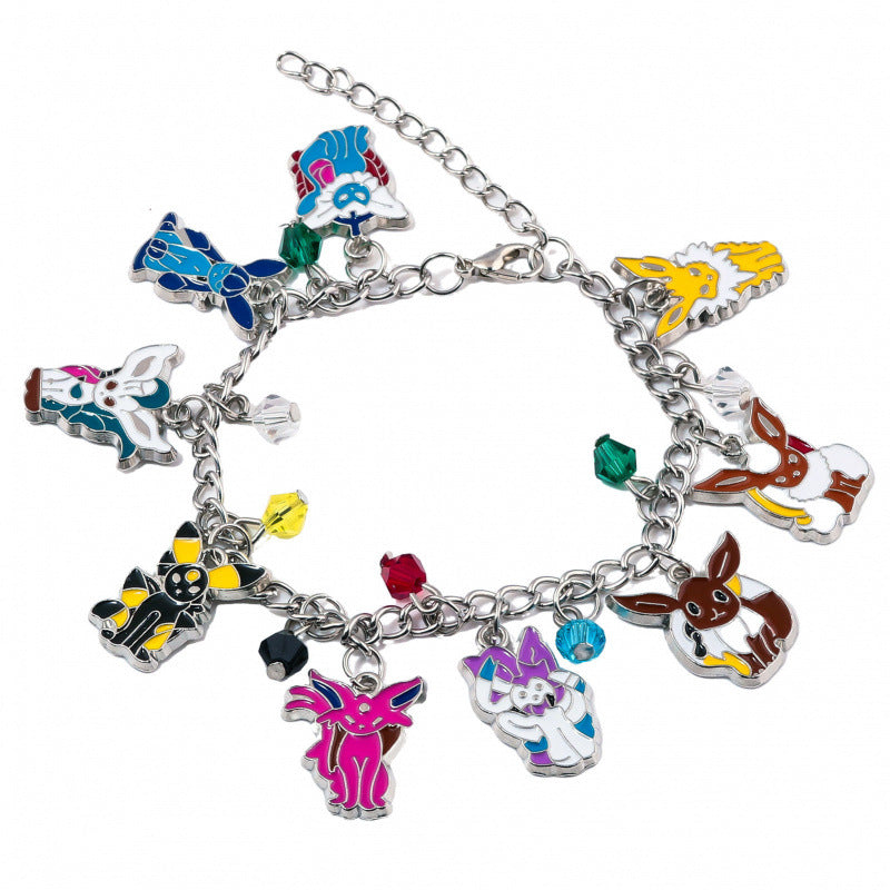 Pokémon Eevee Bracelet with Nine Evolution Forms Pendant, Pokémon Anime Merchandise Jewelry