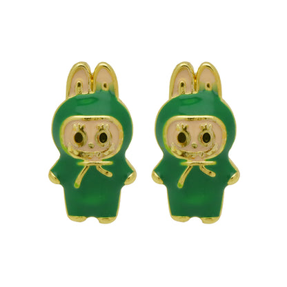 Drip oil colored cute cartoon character personality simple and versatile ear studs earrings