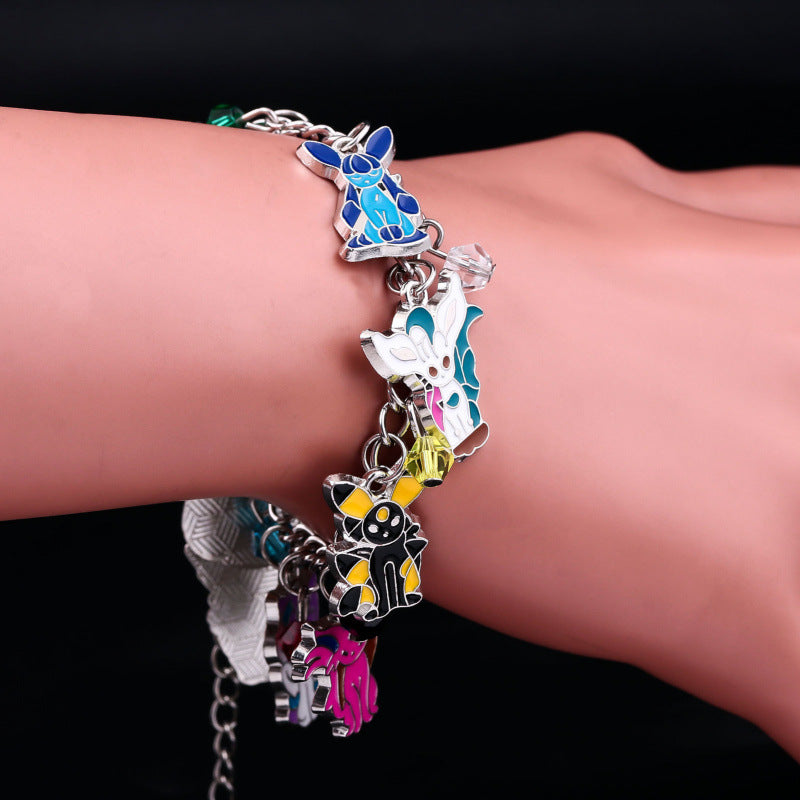 Pok&eacute;mon Eevee Bracelet with Nine Evolution Forms Pendant, Pok&eacute;mon Anime Merchandise Jewelry