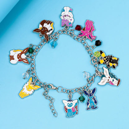 Pok&eacute;mon Eevee Bracelet with Nine Evolution Forms Pendant, Pok&eacute;mon Anime Merchandise Jewelry