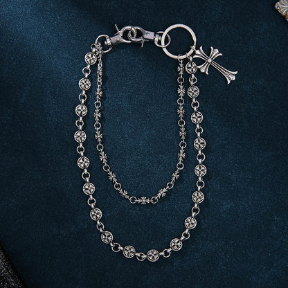 Cro bag hanging chain sword round bead cross waist chain lobster buckle pendant jeans chain