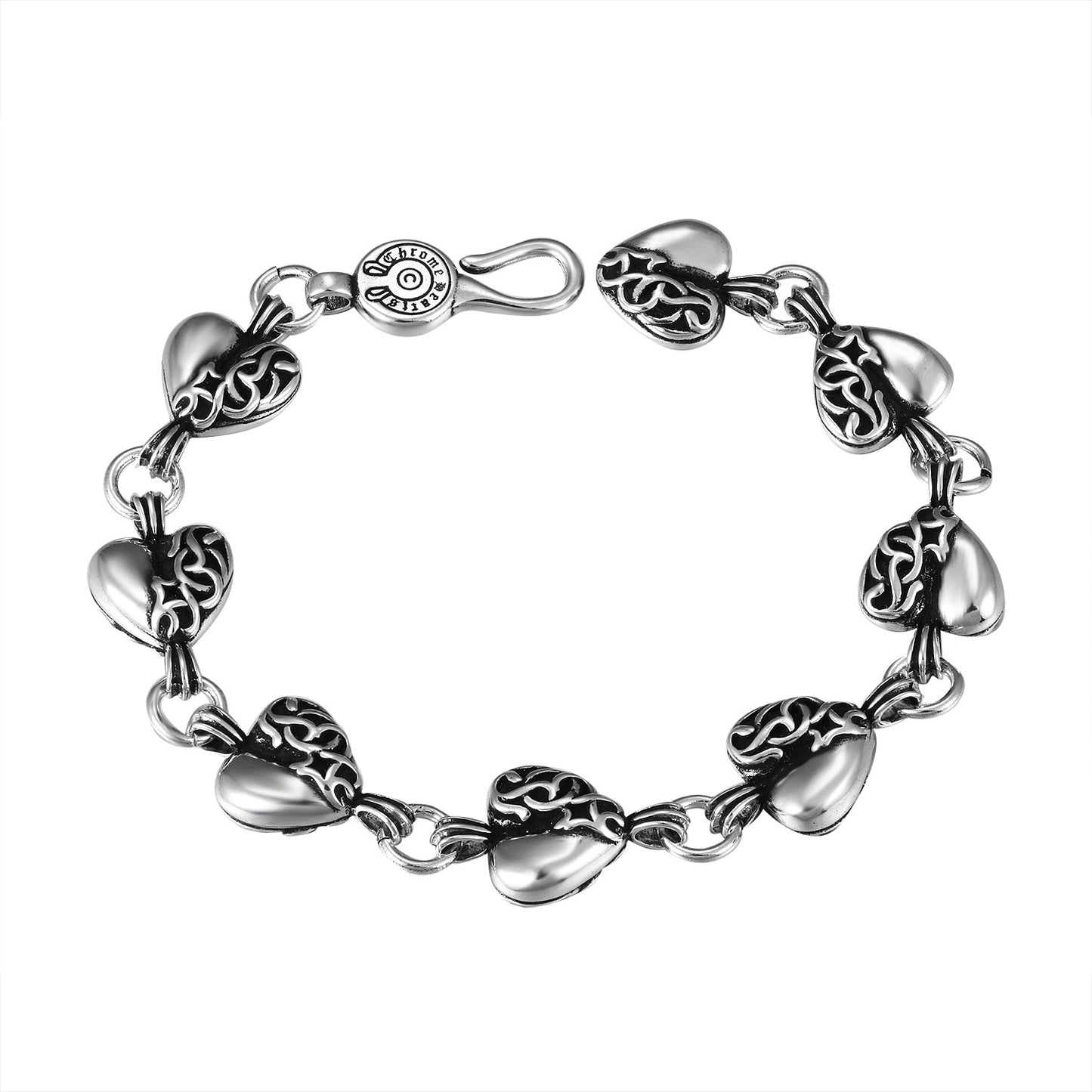 CH Retro Couple Bracelet Cross Dice Bracelet Full Rhinestones Ins Trendy Hip Hop Style Rhinestone Inlaid