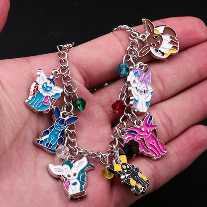 Pok&eacute;mon Eevee Bracelet with Nine Evolution Forms Pendant, Pok&eacute;mon Anime Merchandise Jewelry