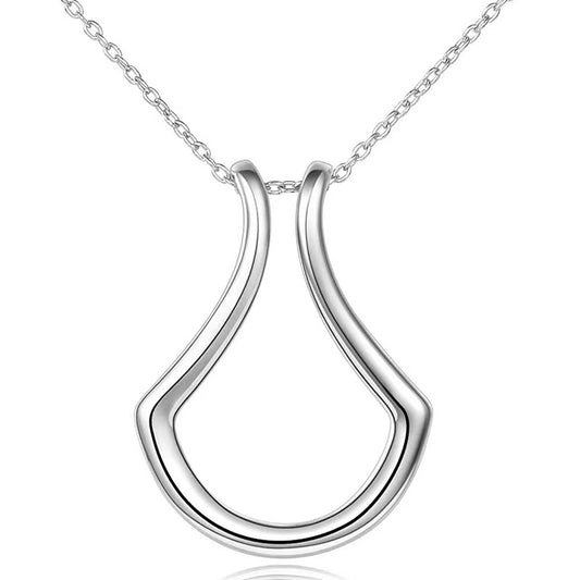 U-shaped ring holder necklace as a gift for wife protective pendant