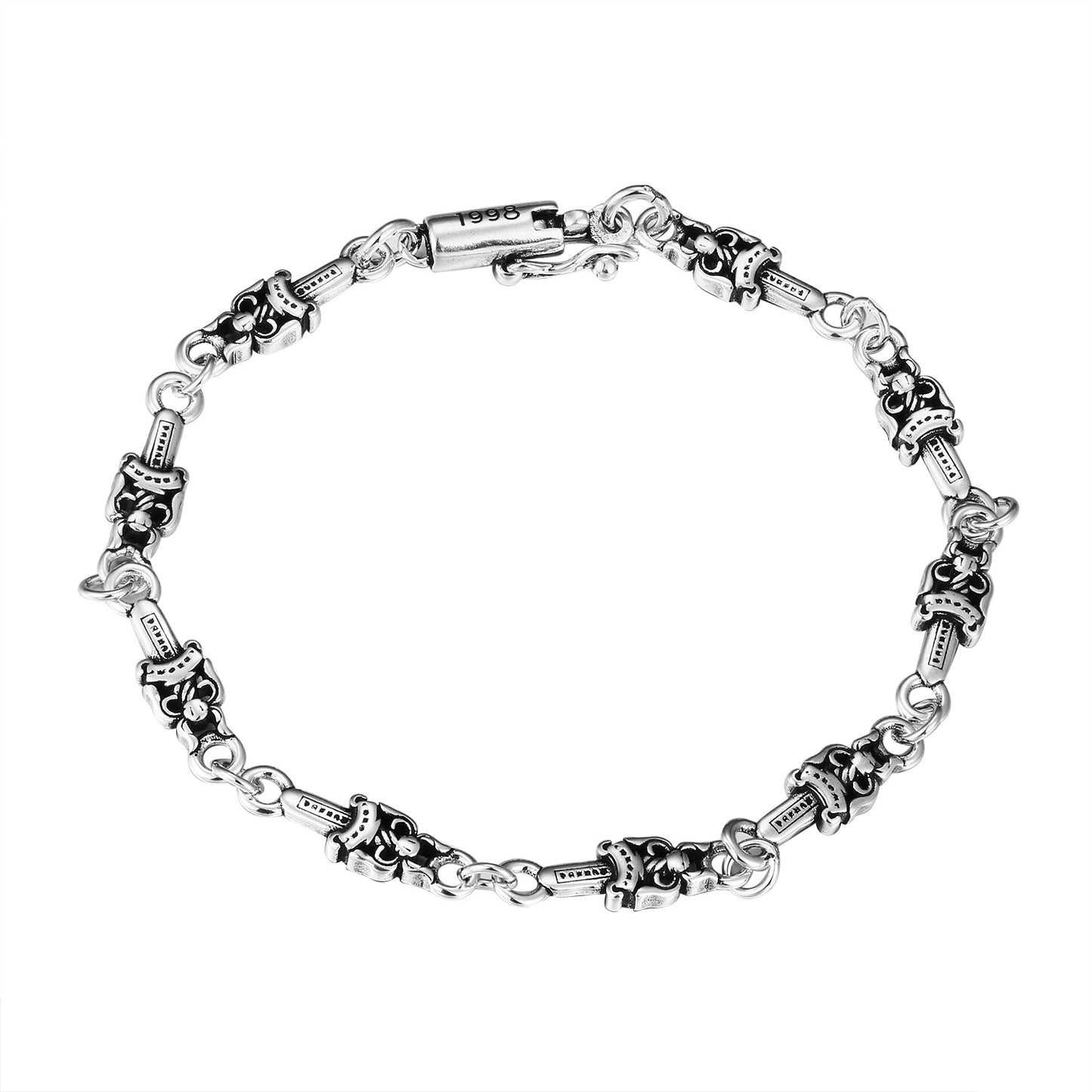 CH Retro Couple Bracelet Cross Dice Bracelet Full Rhinestones Ins Trendy Hip Hop Style Rhinestone Inlaid