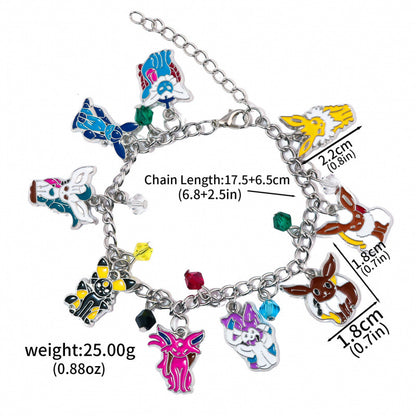 Pok&eacute;mon Eevee Bracelet with Nine Evolution Forms Pendant, Pok&eacute;mon Anime Merchandise Jewelry
