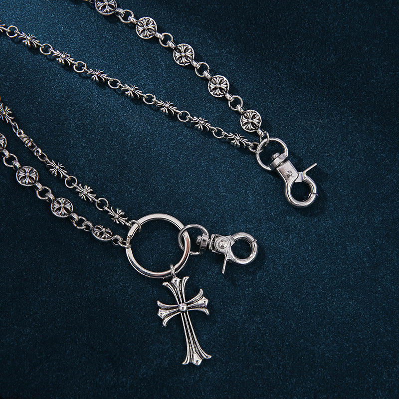 Cro bag hanging chain sword round bead cross waist chain lobster buckle pendant jeans chain